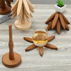 Umweltfreundliches klappbares Holz-Untersetzer-Set im skandinavischen Stil
