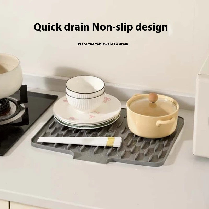 Rutschfeste Silikon Abtropfmatte hält Wasserpfützen fern für eine sichere Küche