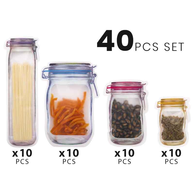 Wiederverwendbarer Frischhaltebeutel im Einmachglas-Design