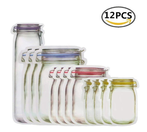 Wiederverwendbarer Frischhaltebeutel im Einmachglas-Design