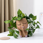 Zarte Dame „Bitte leise“ Resin Pflanztopf – klein