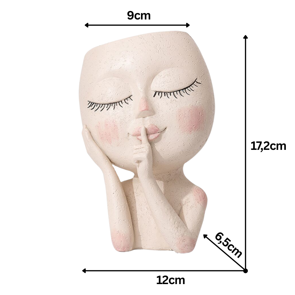 Zarte Dame „Bitte leise“ Resin Pflanztopf – klein