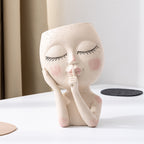 Zarte Dame „Bitte leise“ Resin Pflanztopf – klein