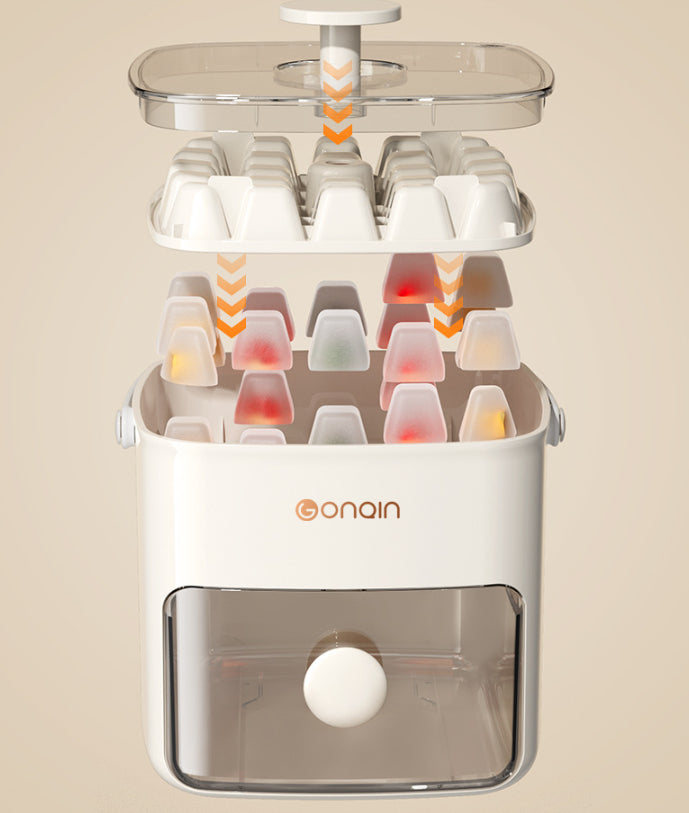 Fruchtige Eiswürfel zubereiten in dieser Eiswürfelform mit integrierter Aufbewahrung