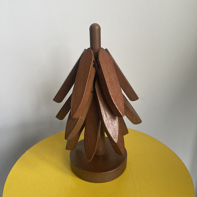 Umweltfreundliches klappbares Holz-Untersetzer-Set im skandinavischen Stil