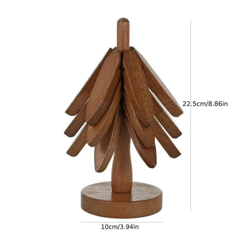 Umweltfreundliches klappbares Holz-Untersetzer-Set im skandinavischen Stil